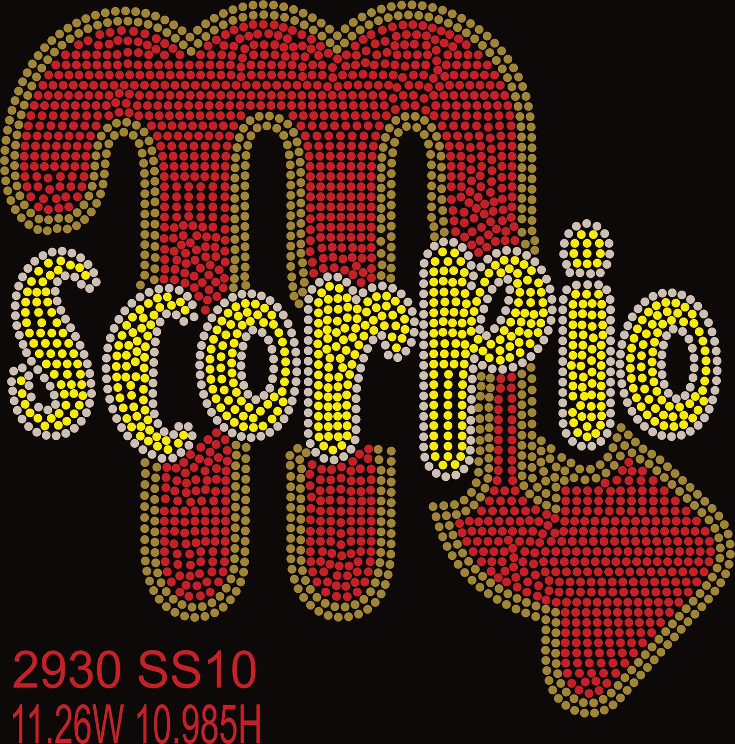 SCORPIO RHINESTONE DESIGN 2930 SS10 RHINESTONES 11.26W 10.985H