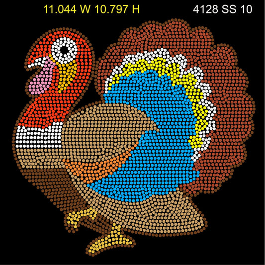 GREATFUL TURKEY RHINESTONE DESIGN 11.045 W 10.797H